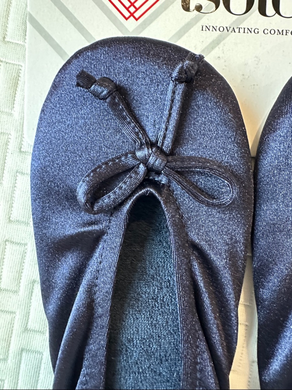 isotoner Navy Satin Ballerina Slippers - Picture 2 of 10